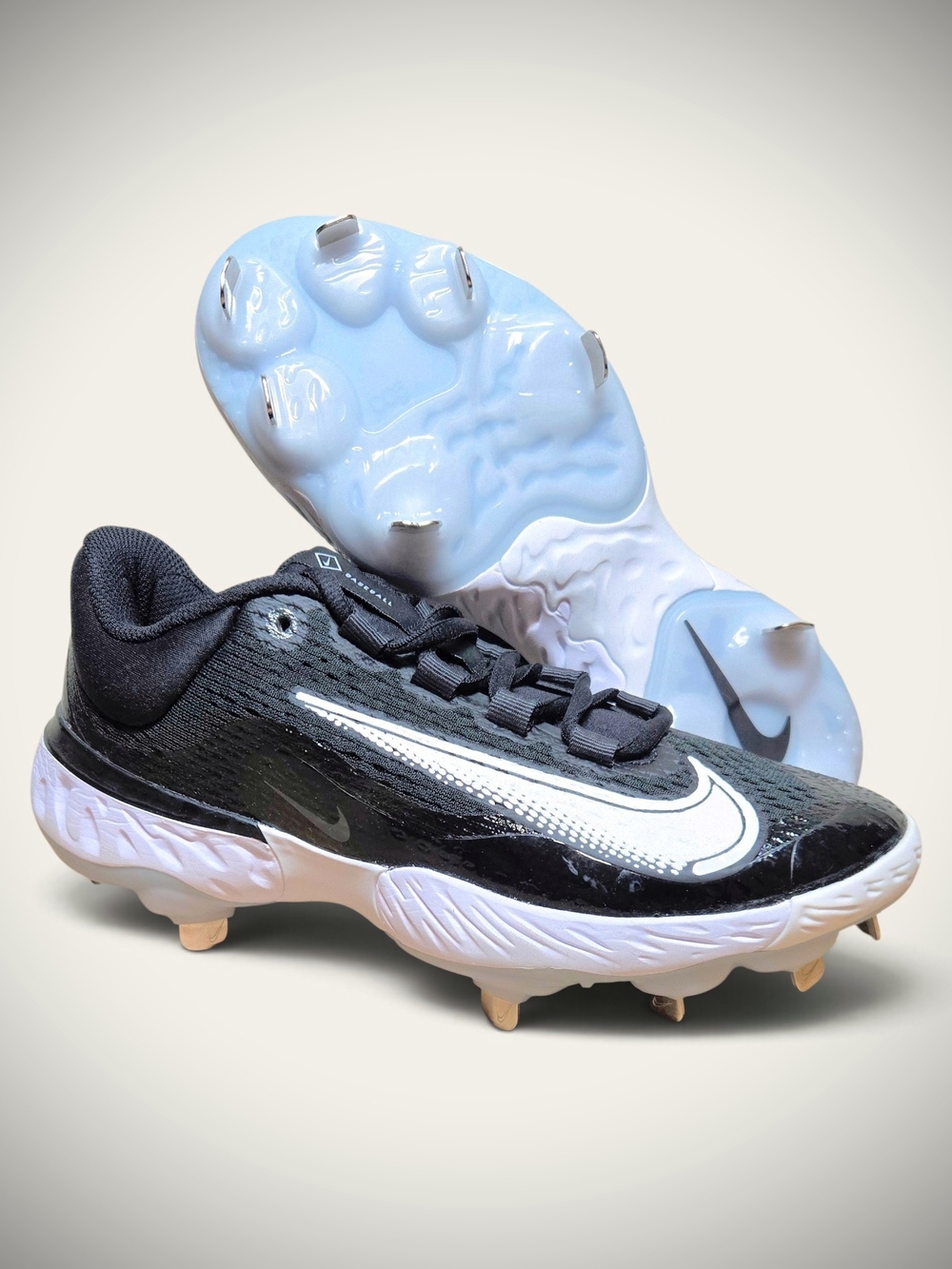 NEW Nike Alpha Huarache Elite 4 Low Men's Size 7 Metal Baseball Cleats Black